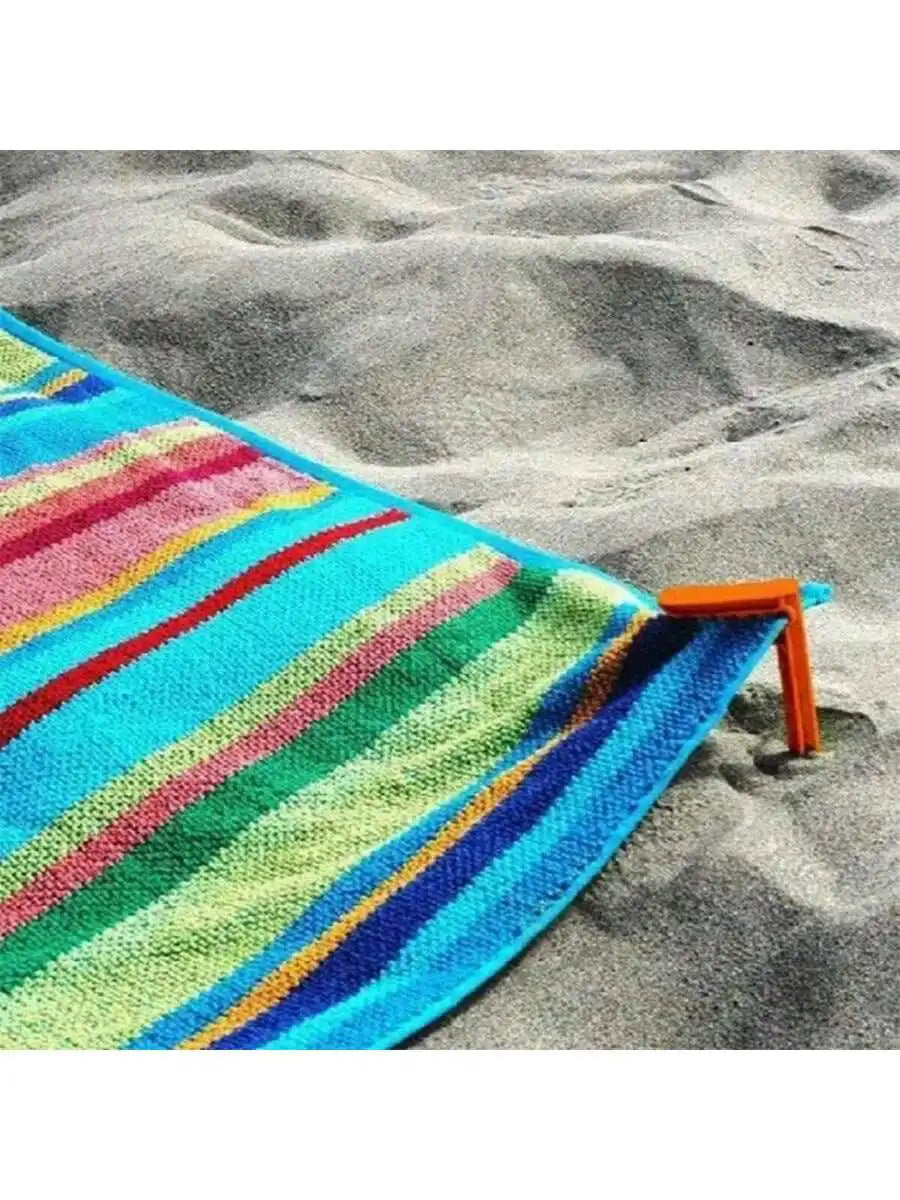 Portable Outdoor Beach Towel Clip Travel Camping Tent Mat Can Firmly Qme
