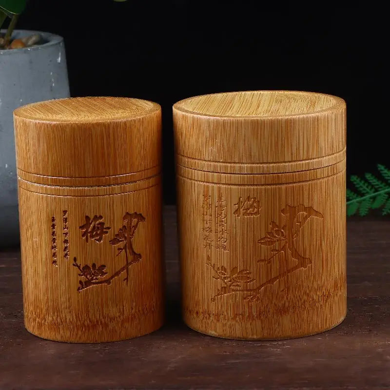 Nut Box Organizer Kitchen Storage Jars Accessories Carved Bamboo Tea Qme