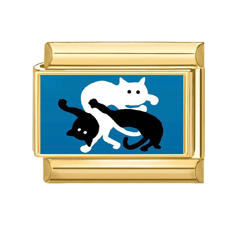 2026 Design Blue Pink Headscarf Kawai Cats Series Italian Charm Links