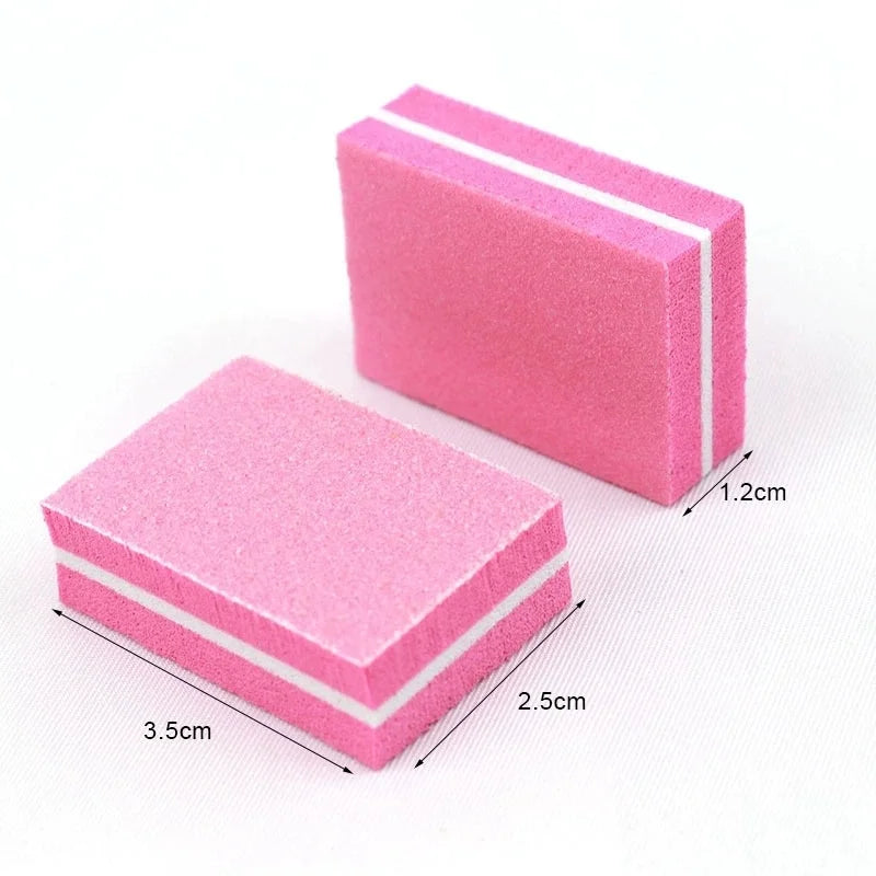 10/50/100pcs mix Double-sided Mini Nail File Blocks Colorful Sponge Nail Polish Sanding Buffer Strips Polishing Manicure Qme