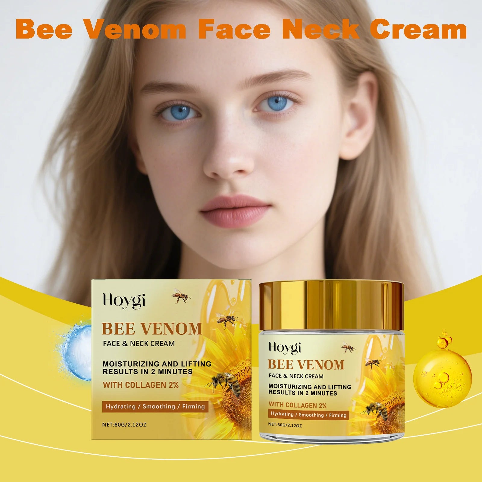Bee Venom Firming Cream Reduce Fine Line Lifting Face Moisturizer Tightened Skin Smoothing Anti-Aging Firming Neck Lotion Qme