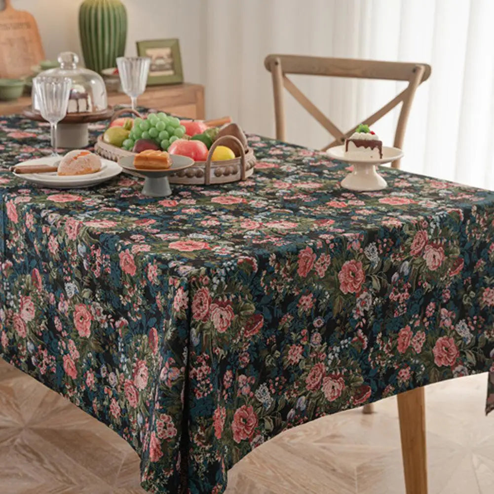 Vintage Floral Tablecloth Rustic French Embroidered Boho Tablecloths Qme