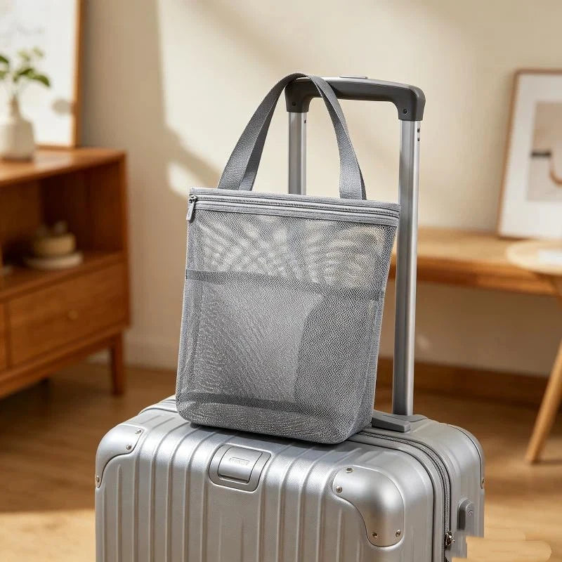 Mesh Tote Breathable Zipper Handle Portable Bath Organizer Camping Qme