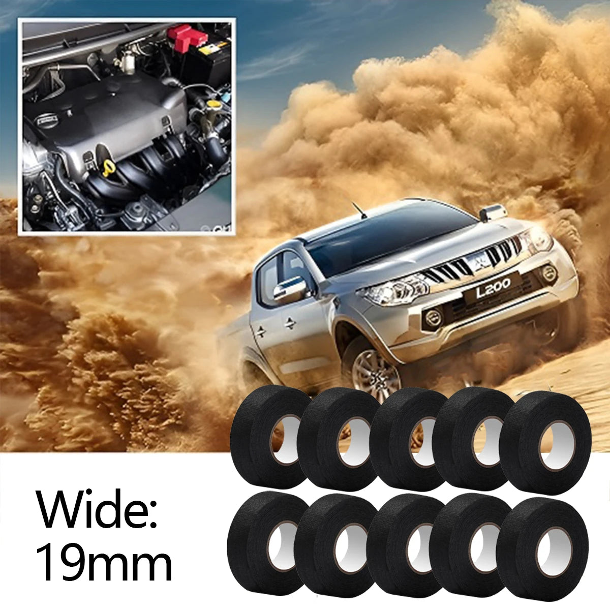 Heat-Resistant Electrical Tape - Durable Adhesive Cloth for Cable Management, Harness Wiring & Loom Organization for Electrician Qme 10pcs 15m 1.9cm