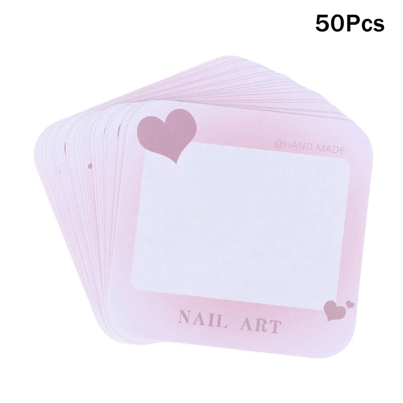 20 50 Sheets Handmade Nail Design Swatch Show Cards 6 5x6 Manicure Qme 50Pcs Pink
