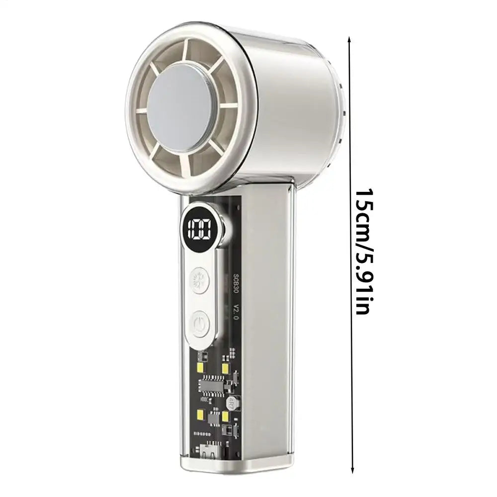 Cooling Handheld Fan 5000mAh USB Rechargeable with Lanyard 100 Speeds Handheld Mini Fan for Home Travel Dormitory Picnic Camping Qme China Mainland White