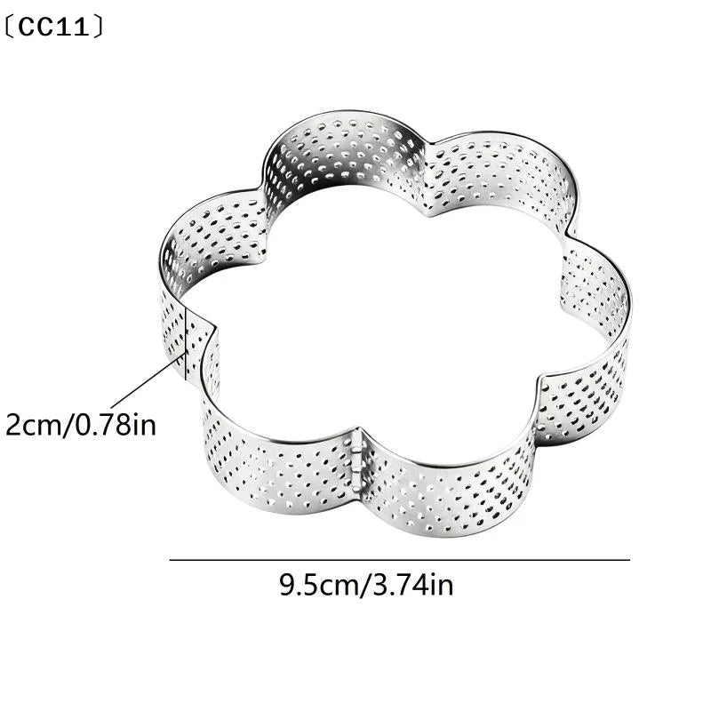 Flower-shaped Tart Mold Hole Ring Stainless Steel Bottom Tower Fruit Qme