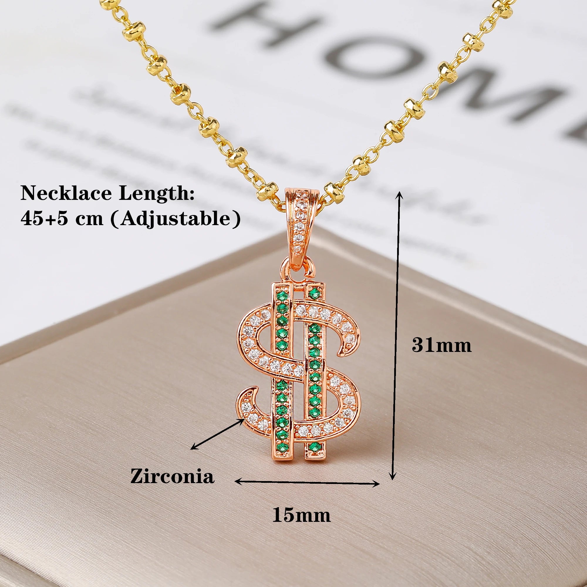 Lucky Wealth Attracting Gift Dollar Sign Money Bag Zircon Necklace Trendy Amulet Jewelry Birthday Holiday Present for Men Women Qme