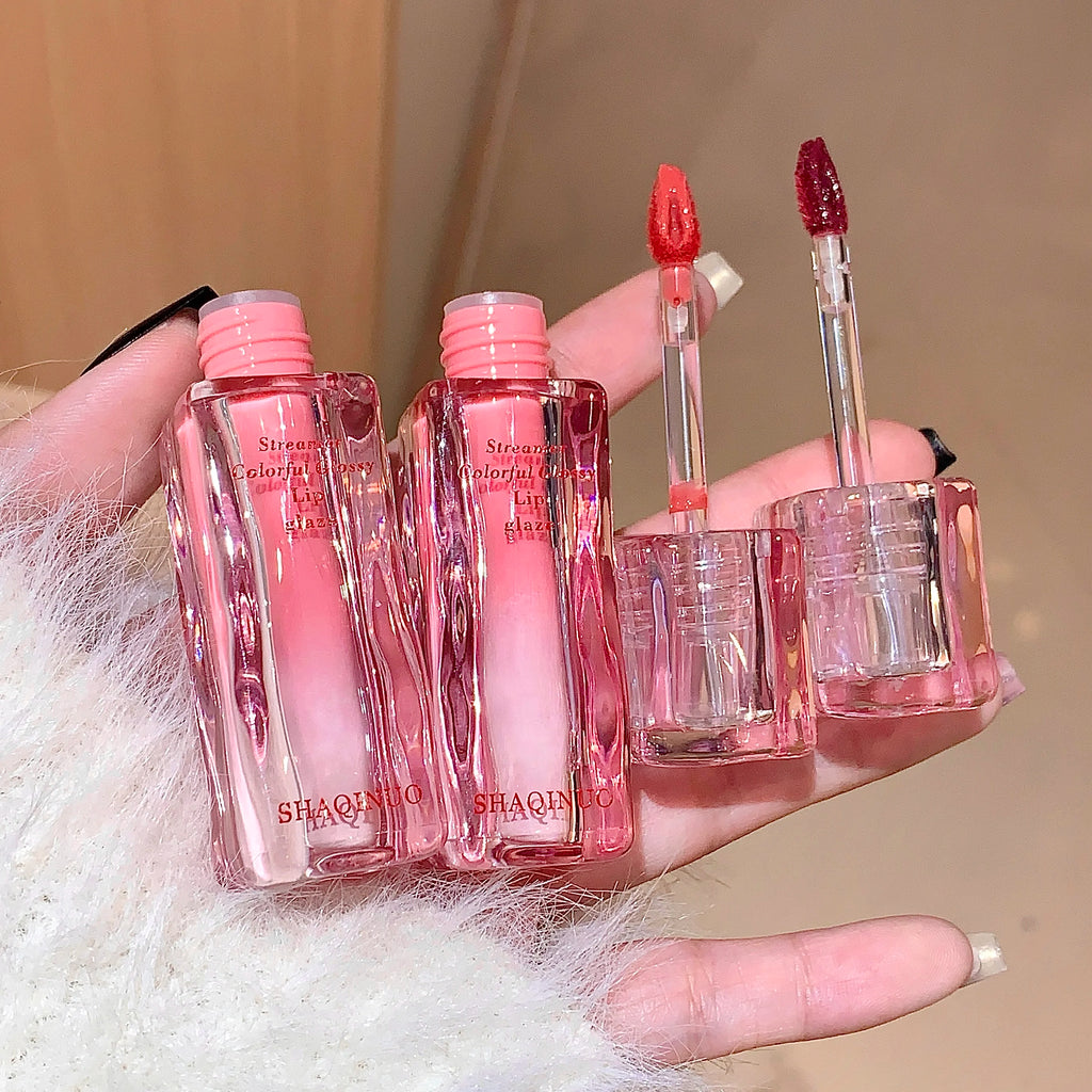 SHAQINUO Streamer Colorful Water Gloss Lip Glaze Mirror Moisturizing Qme