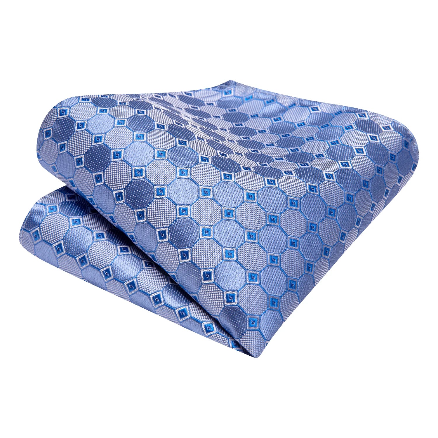 Hi-Tie Fashion 8.5cm Blue Plaid Dots Men's Elegant Tie Handkerchief Cufflinks Set Wedding Party Accessories Gift for Men Gravats Qme