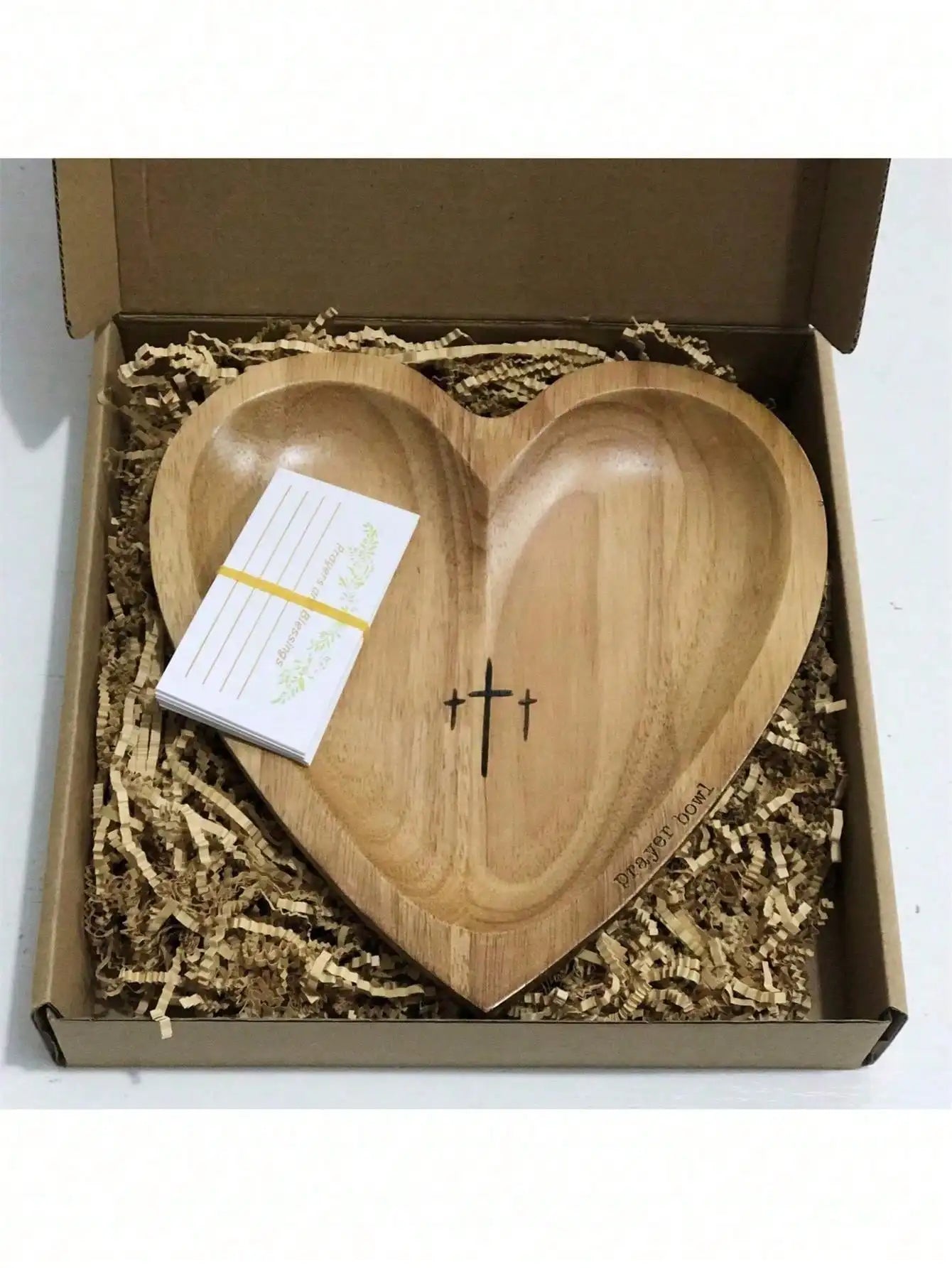 Heart-shaped Prayer Bowl Cross Engraved Home Decor Living Room Dining Qme