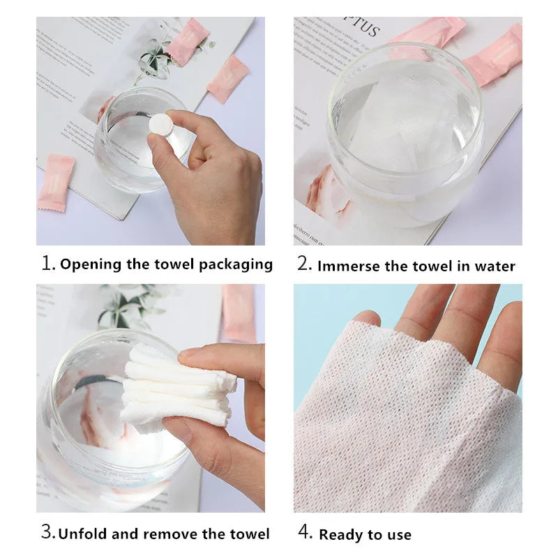 20/50PCS Mini Compressed Towel Disposable Capsules Towels Magic Face Care Tablet Outdoor Travel Cloth Wipes Paper Tissue Qme