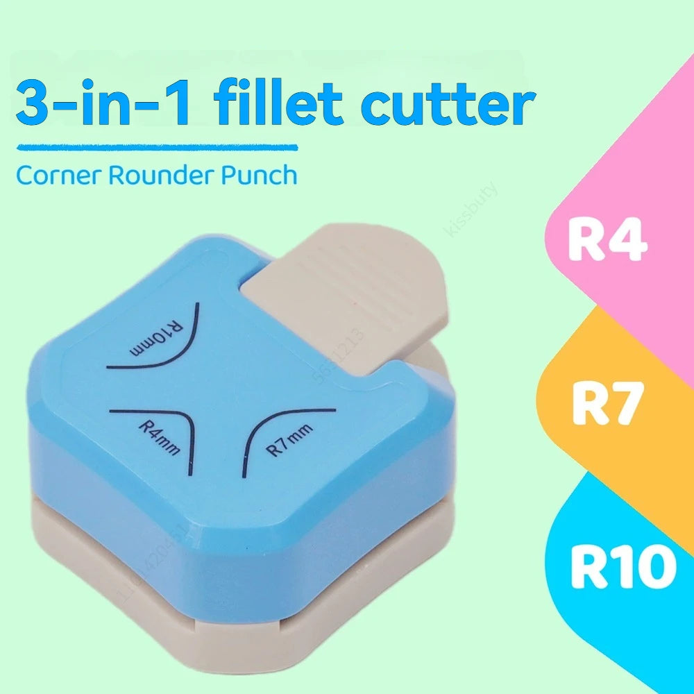 Corner Rounder Punch 3 in1 R4/R7/R10mm Round Corner Trimmer Cutter for Card Craft Scrapbook Wrapping Paper Sticker Qme