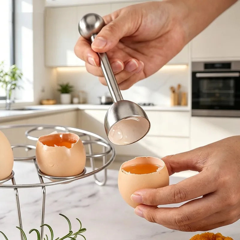 Stainless Steel Egg Opener Shell Opener Egg Head Eggshell Cutter Egg Cup Holder Multi-purpose Egg Tool Kitchen Gadgets Qme