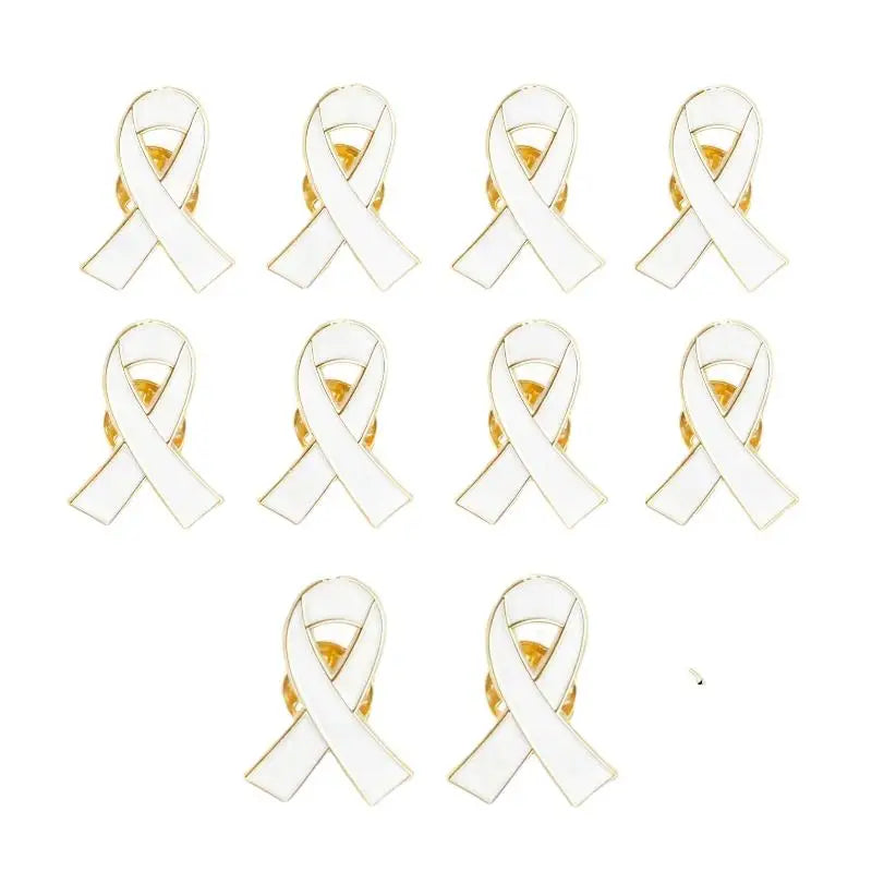1/5/10Pcs Black White Ribbon Brooch Funerals Memorial Pin For Woman Men Metal Ribbon Mourning Badge Suit Dress Shirt Accessories Qme A6