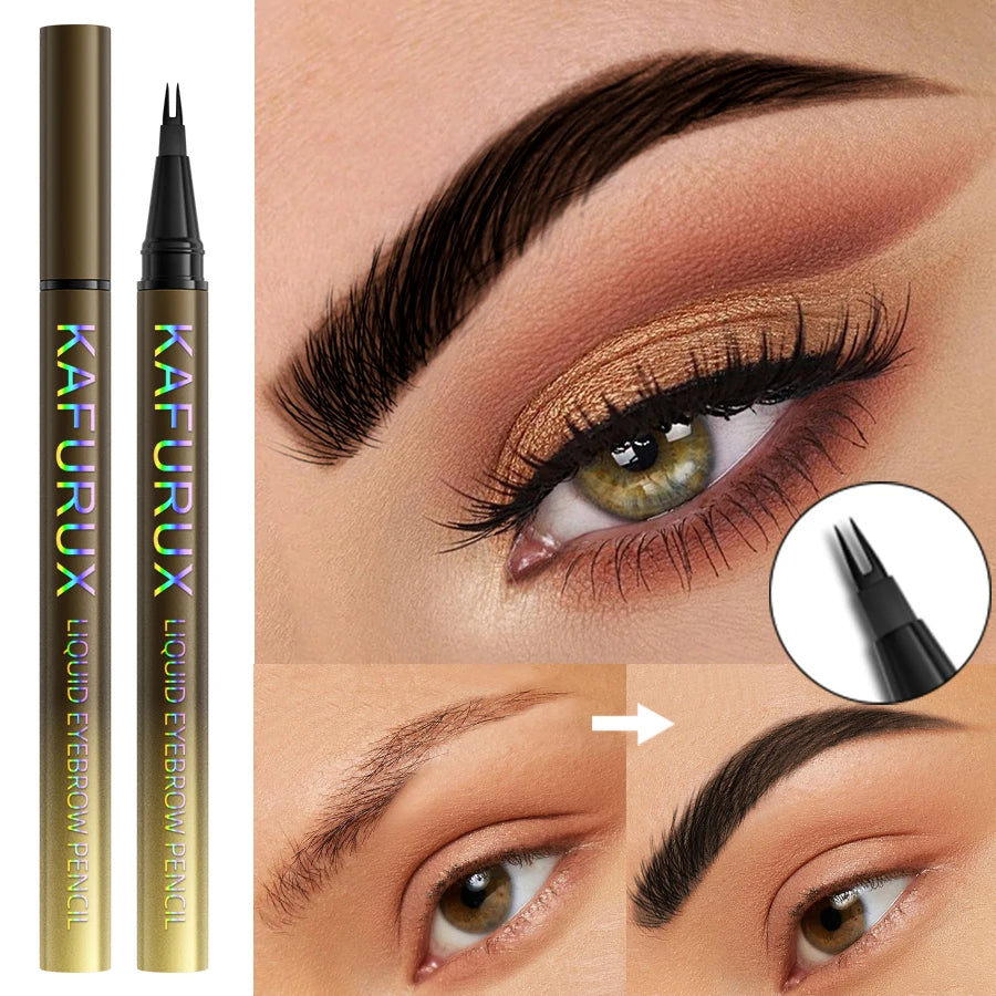 8 Colors 2 Fork Microblading Eyebrow Pen Waterproof Liquid Eye Qme