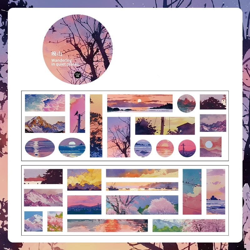 6*200cm Landscaping Washi Tape Meeting Mountains and Seas Creative DIY Journal Scrapbooking Masking Tapes Aesthetic Stationery Qme C3