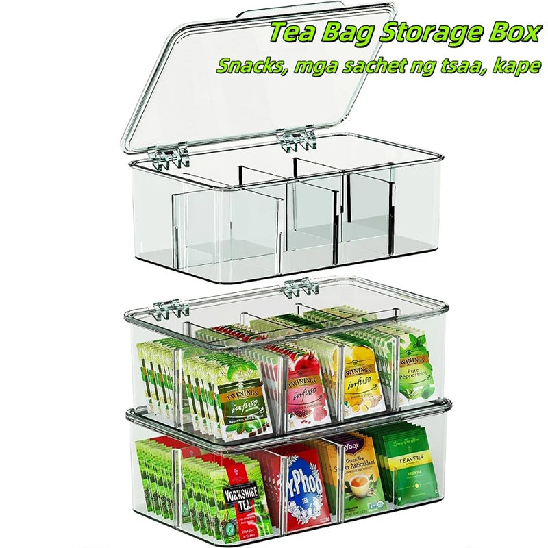 Clear Compartment Storage Box Bag Container Coffee Organizer Display Qme