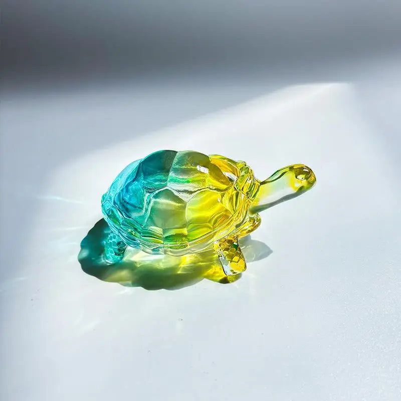 Glass Simulation Small Turtle Ornaments Glass Golden Turtle Home Fish Tank Landscaping Auspicious Decorations Qme A10