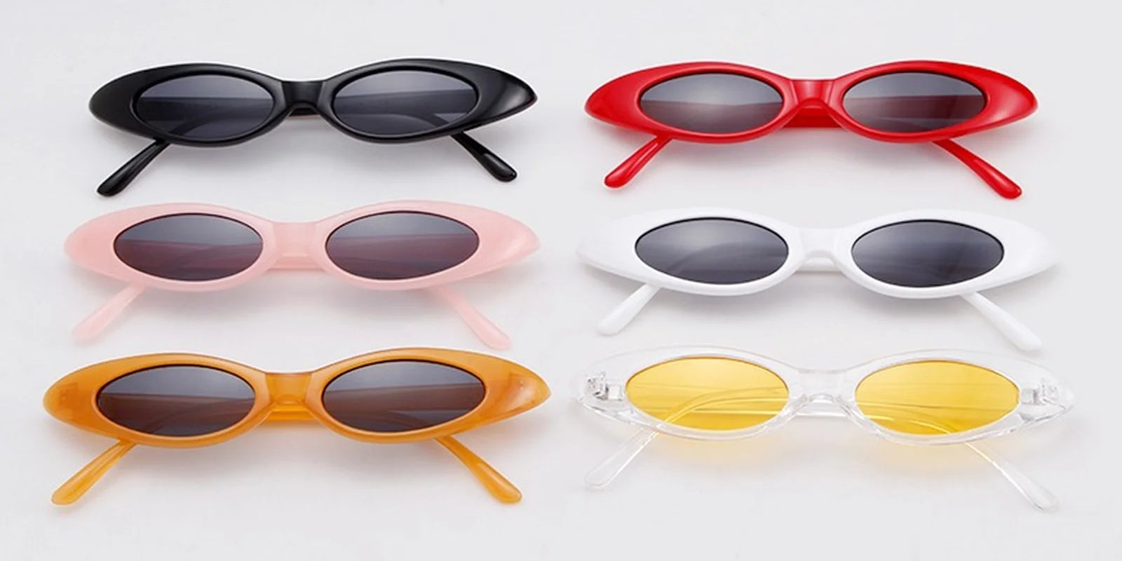 2022 Skinny Narrow Cat Eye Sunglasses Women Vintage Small RED Pink Drop Frame Retro Tiny Oval Sun Glasses Shades Qme