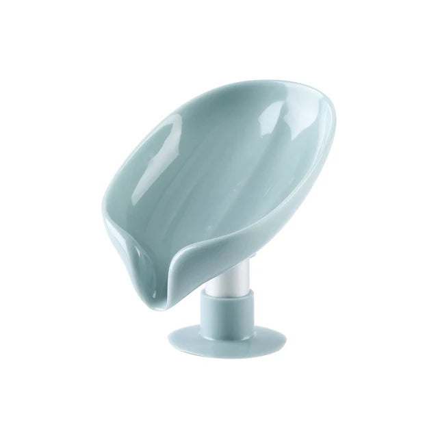 Leaf Design Drain Soap Box With Suction Cup Decorative Plastic Self Draining Bathroom Soap Tray Bathroom Organizers Storage Qme Green