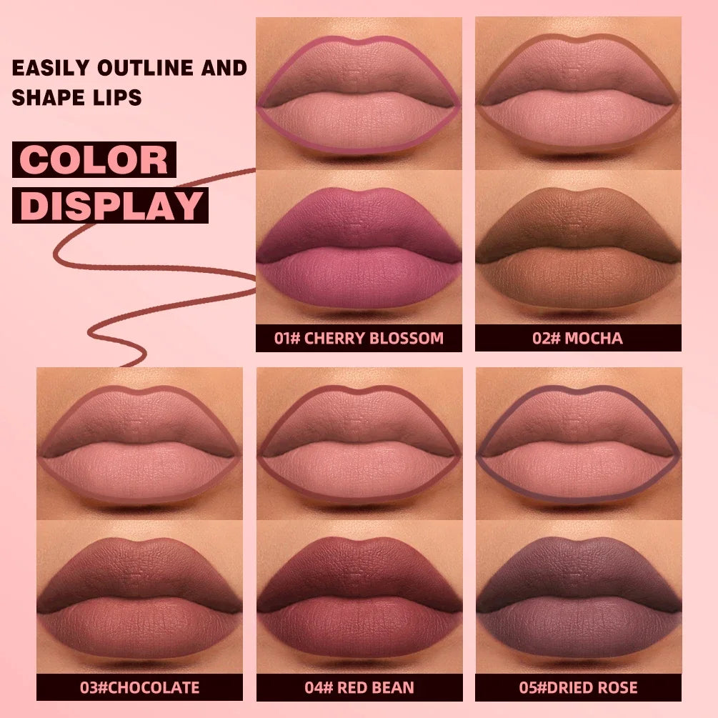 Matte Lip Liner Waterproof,Sweatproof,Multi-color Correcting Liquid Lipstick Pen Sexy Red Brown Lip Makeup Outline Lips Contour Qme