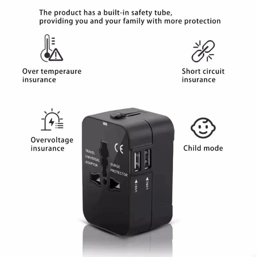 Universal Travel Adapter EU/UK/US/AU Plug Power Charger Adapter With USB Type-C PD Ports All-in-One Foldable Conversion Socket Qme