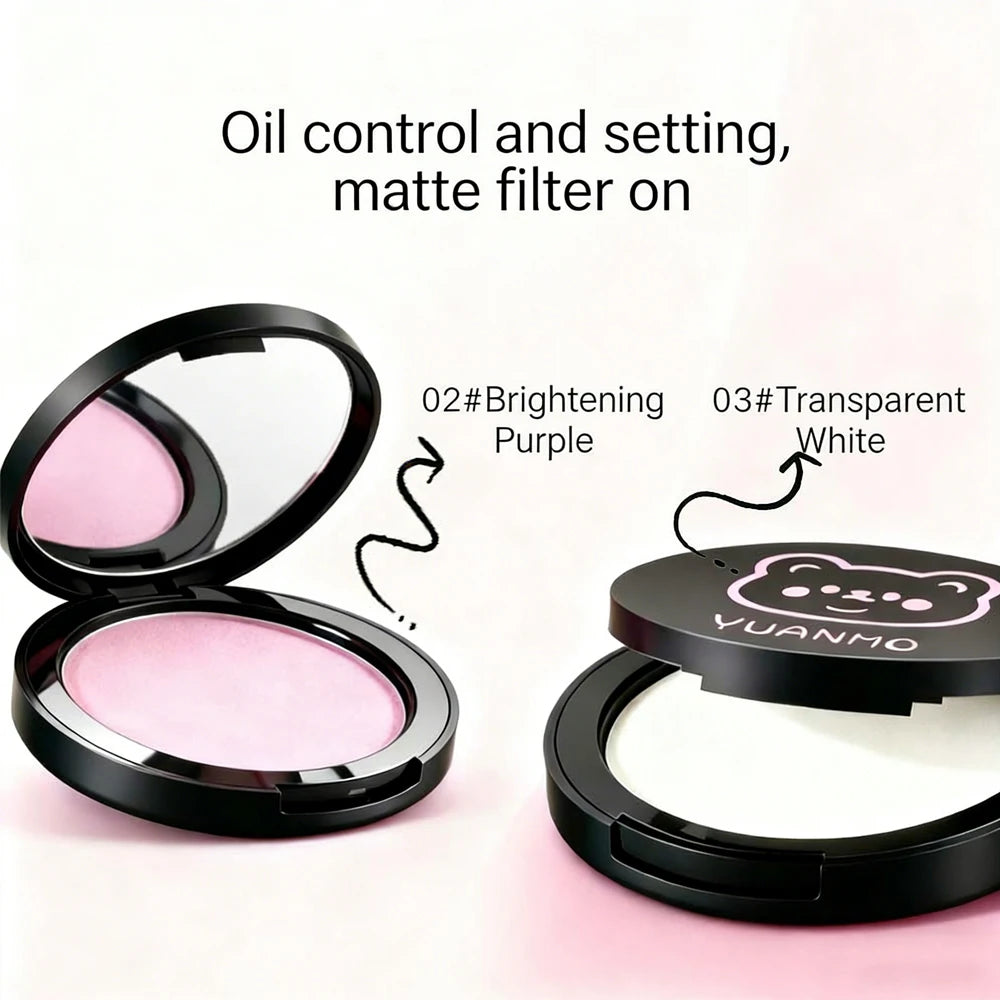 Transparent White Pressed Powder Oil Control Brighten Matte Whitening Face Base Foundation Compact Concealer Makeup Cosmetics Qme