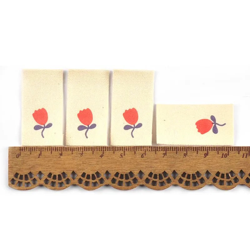 50pcs Colorful flower Printed Labels For Garment Sewing Accessories DIY Handmade Hats Bags Crafts Supplies Clothing Tags c3616 Qme 5
