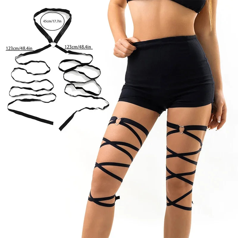Women Garters Harajuku Gothic Black Harness Elastic Strap Leg Thigh Qme