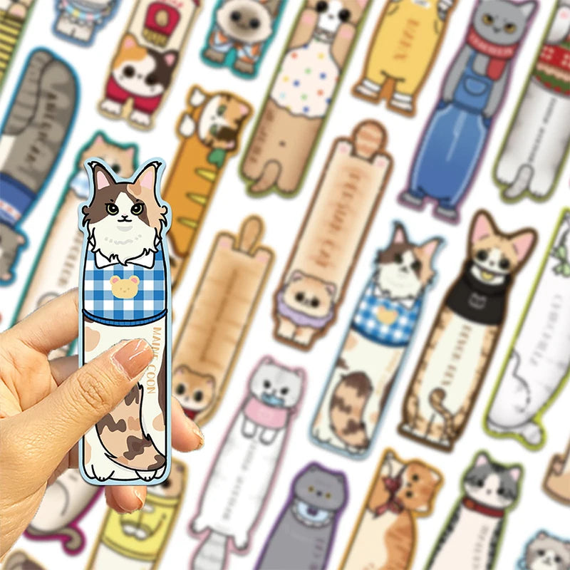 Cartoon Kawaii Cat Bookmark Reading Books DIY Library Office Page Qme