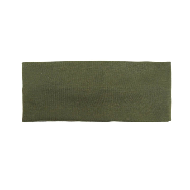 Unisex Simple Solid Running Sports Yoga Headband Absorb Sweat Elastic Qme army green