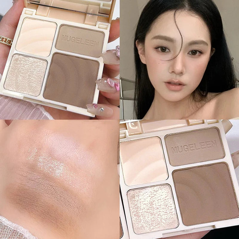 Four Face Highlighter Palette Matte Shadow Lasting Glow Brighten Qme 1