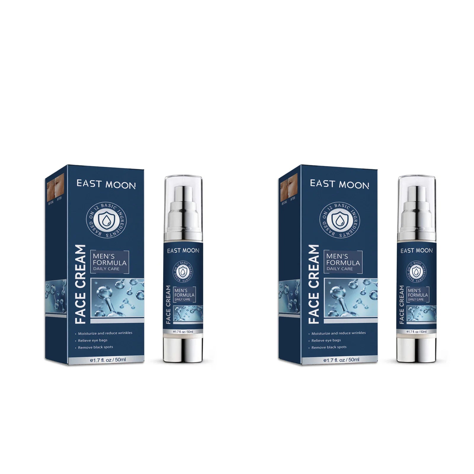 6 IN1 Men's Face Moisturizer Cream Hydrating Skin Lighten Dark Circles Anti-Puffiness Fade Fine Lines Brightening Facial Cream Qme 2Pcs
