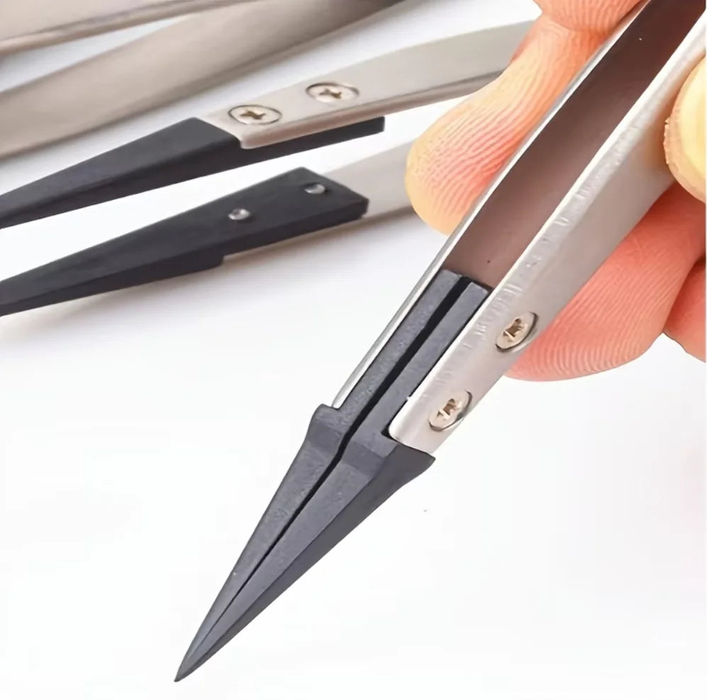 ESD Anti-static Precision Tweezers Tips Heavy-duty Metal Construction Qme