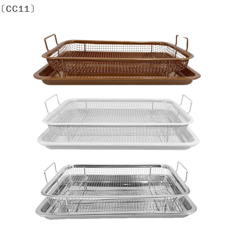 CC11Baking Tray Oil Frying Baking Pan Stainless Steel Non-stick Chips Qme