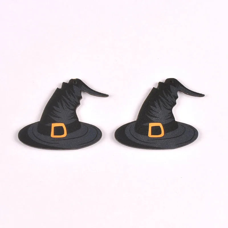 10pcs 18-60mm Creative Witch/Pumpkin/Bat Wooden Pendant Hanging Decortaions DIY Crafts Halloween Ornaments Party Decor Home Gift Qme 2