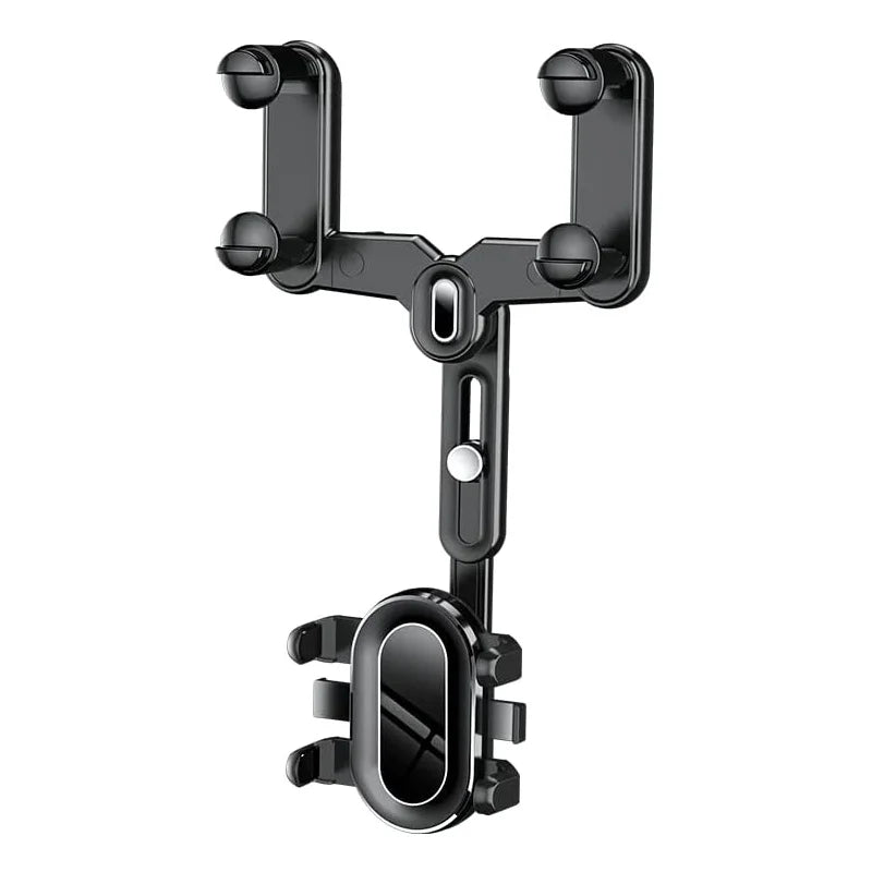360° Rotating Car Rearview Mirror Phone Holder - Perfect for Kids and Adults - Compatible with Phones and GPS Devices Qme Black