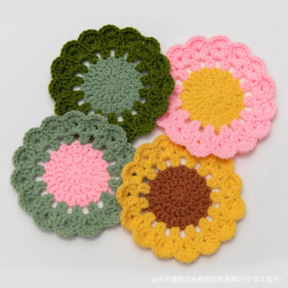 1/2pcs Crochet Coasters, Flower Coasters, Home Decor, Table Protection Qme