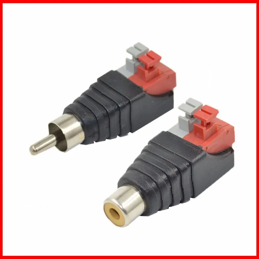 1Pair RCA Audio Plug Socket Pressed Female Male DC Power Plugs Jack Connector Adapter For Coaxial Signal Conversion Tuning Line Qme 10 pairs