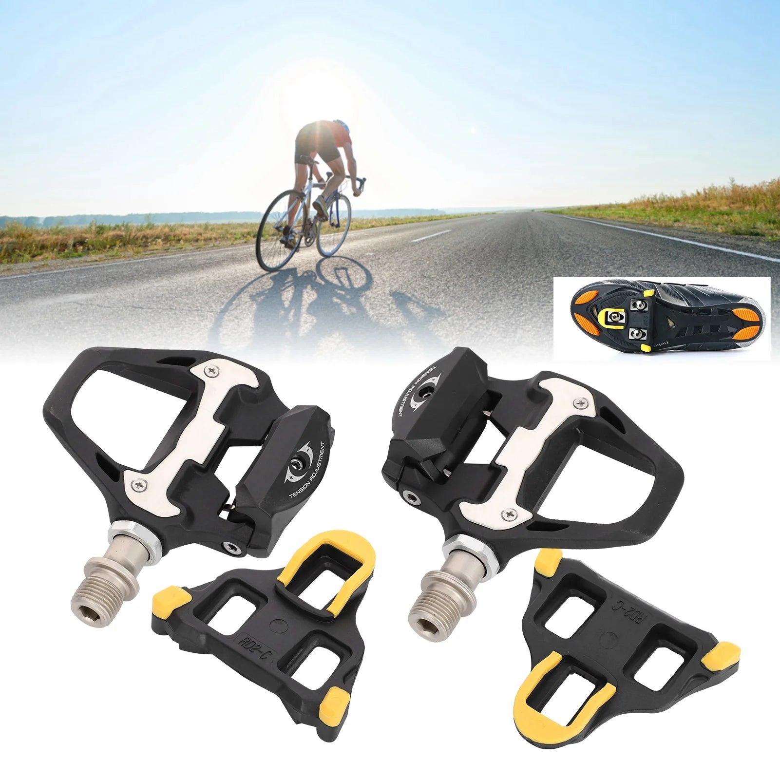 Bike Pedals ‑SL Cycling Road Bike Self‑Locking Pedals with Cleats Pedals Repair Replacement Road Bike Pedals Qme