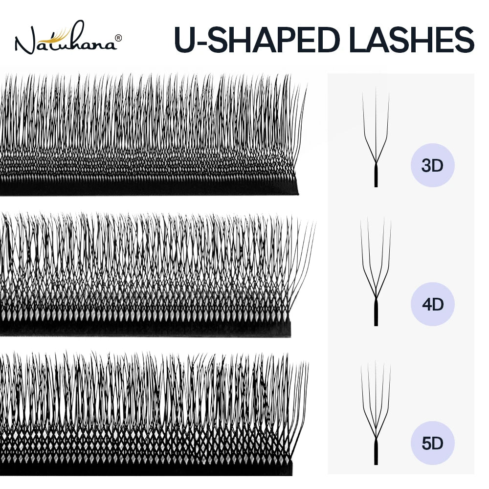NATUHANA U Shaped 3D 4D 5D Eyelash Extension YY Lashes Soft Premade Qme