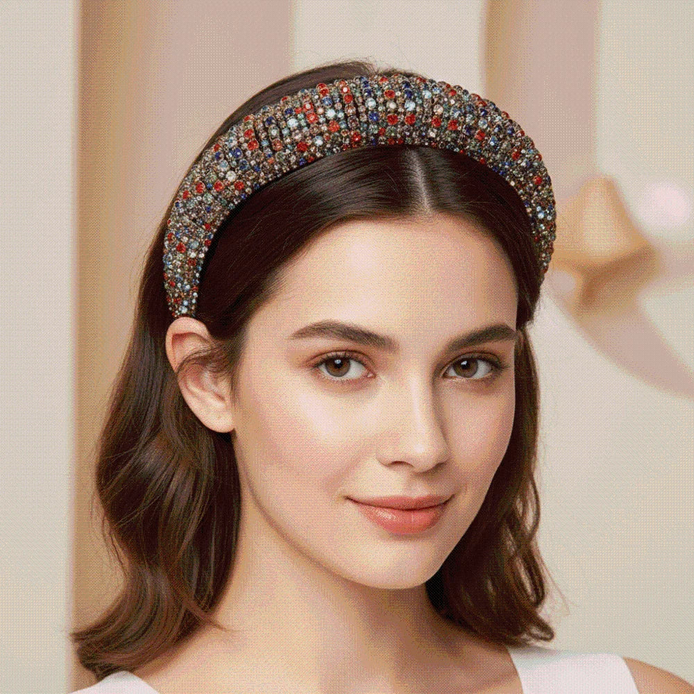 Sparkly Hairband Padded Rhinestone Headband Baroque Luxury Crystal Qme