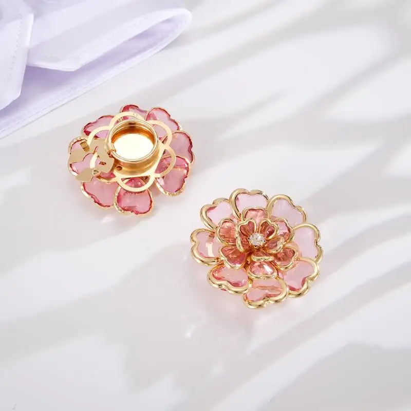 Rhinestone Flower Button Covers Easy Use Fashion Clothing Decor Qme A6