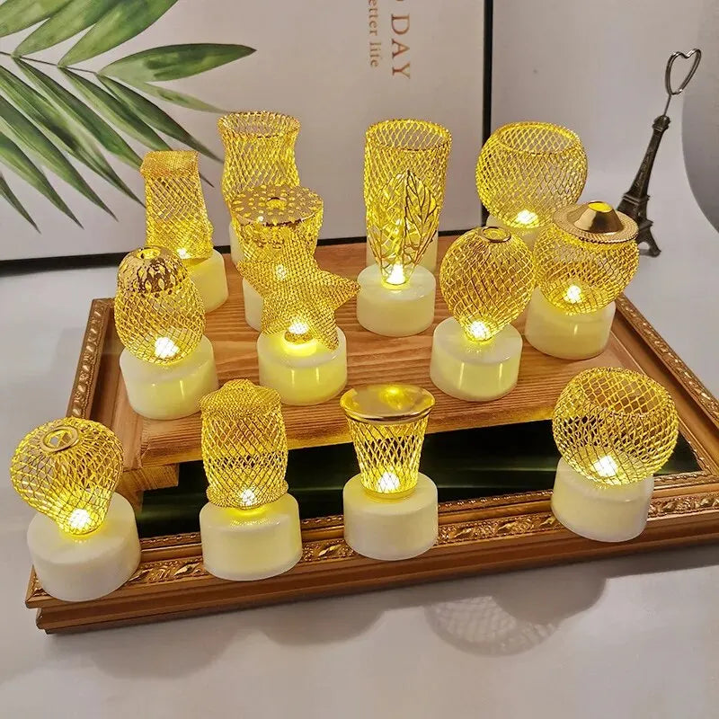 8CM LED Mini Electronic Candle Lamp Desktop Decoration Glowing Night-Light Christmas Golden Lighting Party-Decoration Star Qme