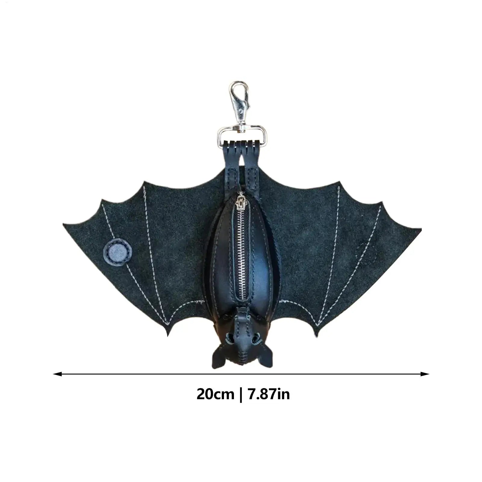 Coin Purse PU Leather Bat Gothic Bag Keychain Change Purse with Foldable Wings for Shopping Travel Work School Events Outdoor Qme