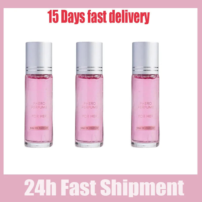 EELHOE 10ml Pink Rollerball Phero Fragrance Long Lasting Scent Portable Body Dating Essential For Man Women Lasting Relationship Qme 3pc