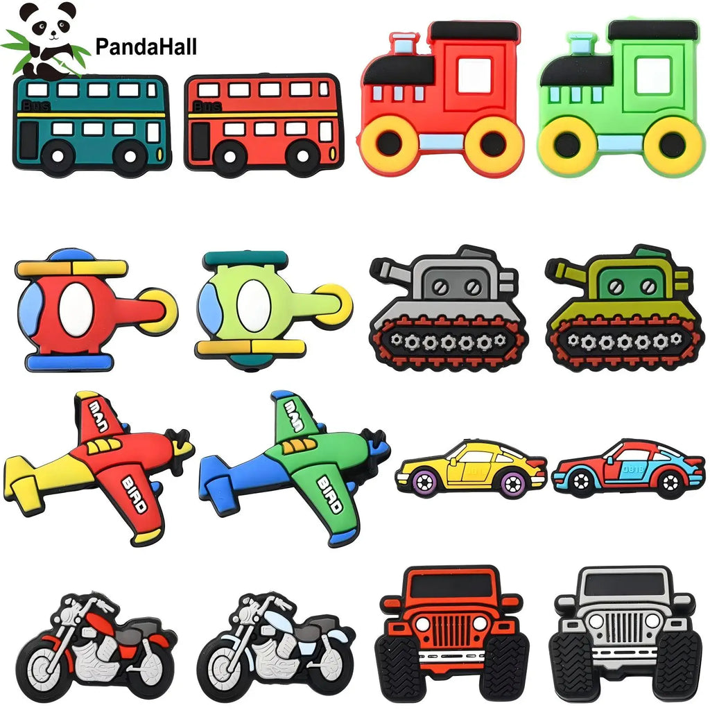PandaHall 16Pcs Vehicle Car Silicone Focal Beads Cute Truck Helicopter Airplane Motorcycle Spacer Beads for DIY Jewelry Making Qme Default Title