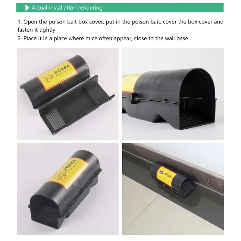 ^Poison Bait Box High Temperature Resistance 23×9×8CM Rat Box Mice Control Catcher Bait Box Garden Supplies Qme Default Title