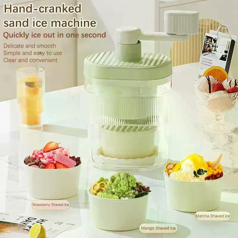 Shaved Ice Machine Small Manual Ice Crusher Home Hand-cranked Machine Making Smoothie Machine Practical Portable Ice Cream Tools Qme